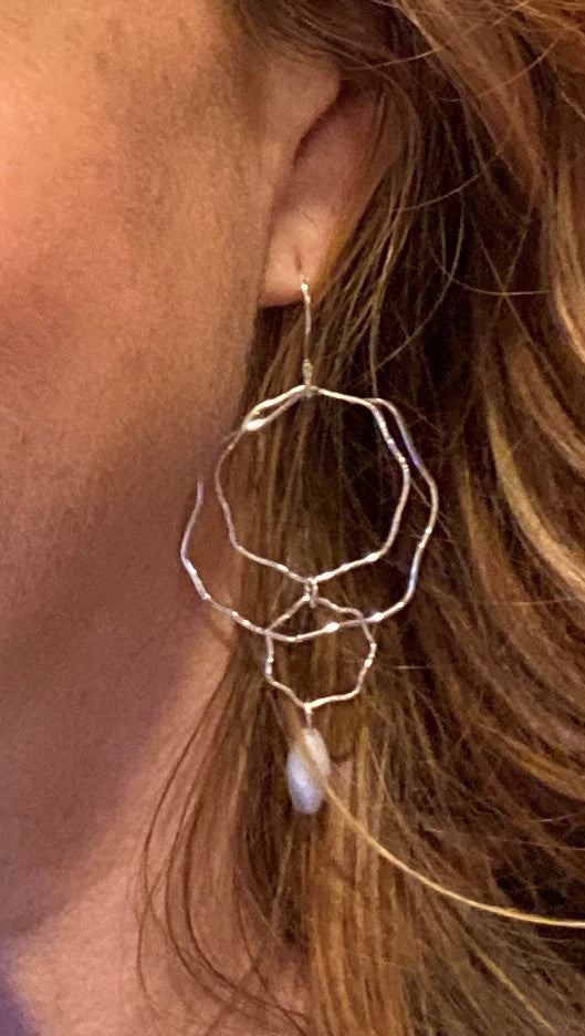 "Blue Lace Agate Blossom" Earrings