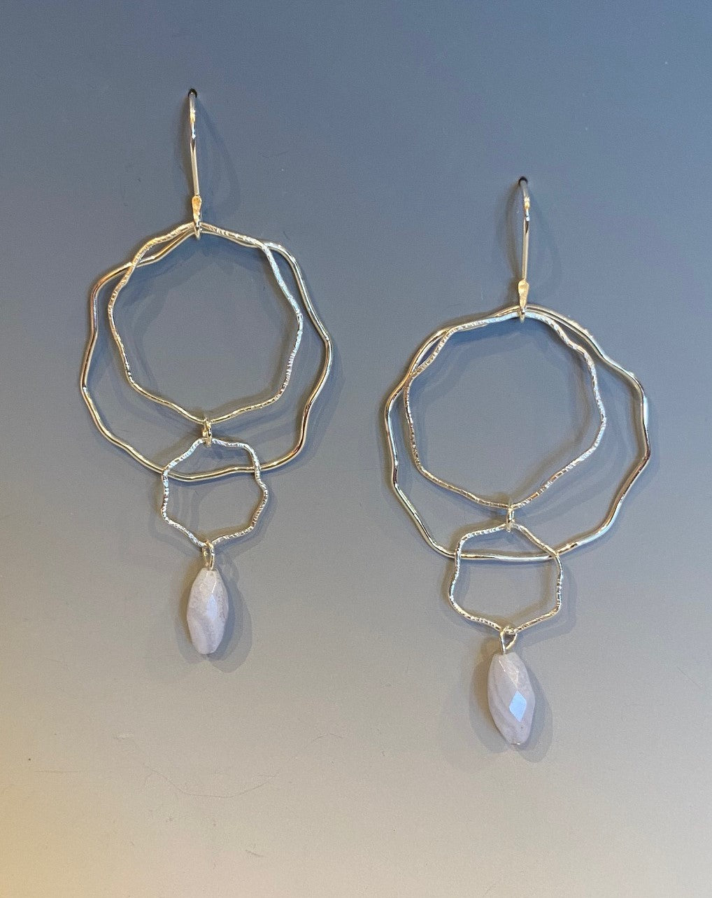"Blue Lace Agate Blossom" Earrings