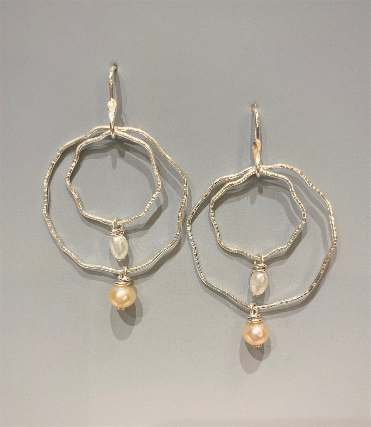 "Double Pearl Drop Blossom" Earrings